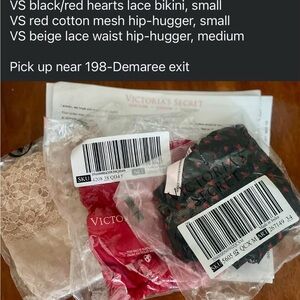 Victoria's Secret Lace Bikini Set in Black, Red & Beige